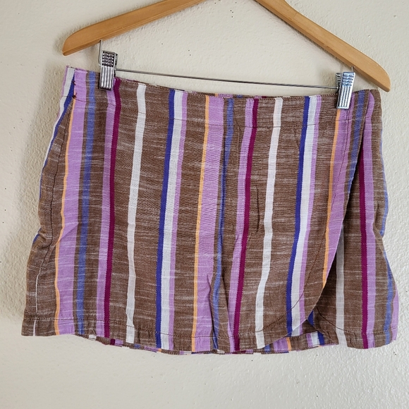 Free People Catalina Stripe Skort Brown/purple/ White Cotton Skort Mini NWT. - Picture 12 of 12